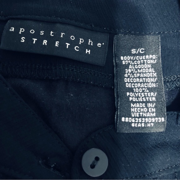 Apostrophe stretch blouse buttons down collar front lace long sleeves black.S/C. - Picture 4 of 4